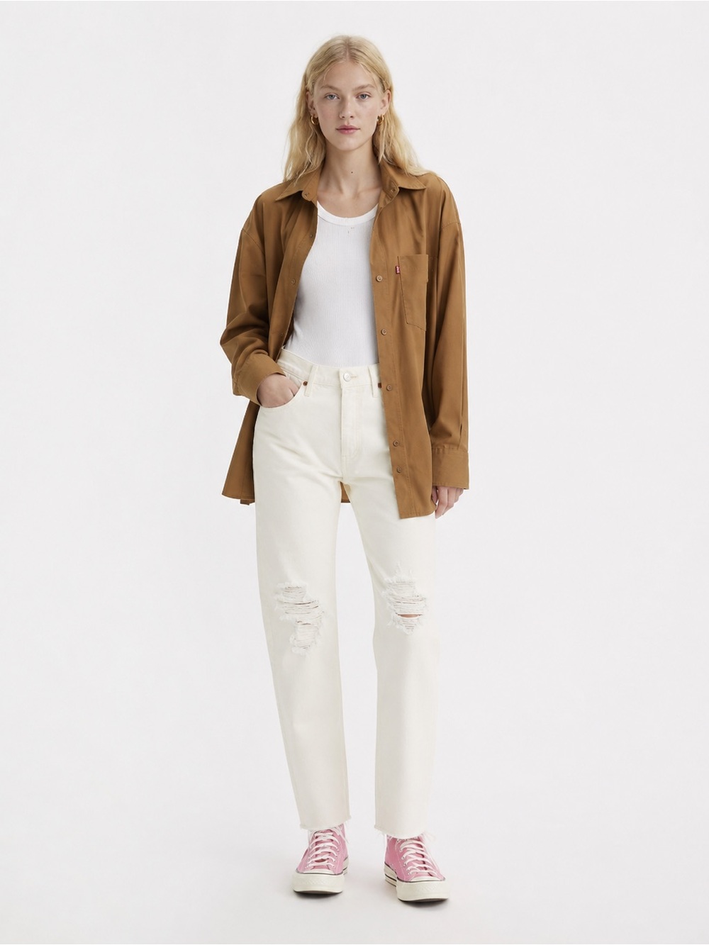 Levi’s‎ 501 White Distressed Classic Jeans Everyday Capsule Effortlessly Cool